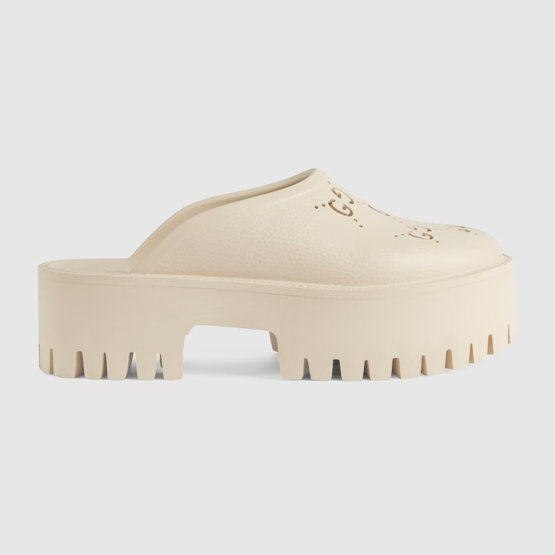 GUCCI Women's Platform Sandal With Perforated G, White, Rubber | Gucci (US)