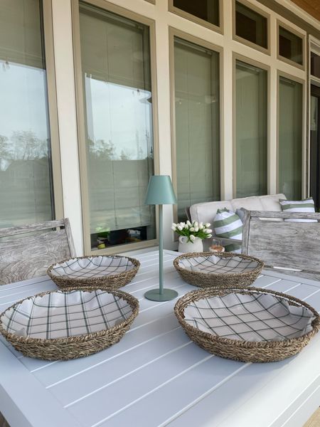 Outdoor patio decor! I love these rattan food serving baskets. Come In a set of 4 and you can choose the parched liners! Great Mother’s Day gift idea. Outdoor chargeable lamps are too cute also  

#LTKGiftGuide #LTKSeasonal #LTKhome