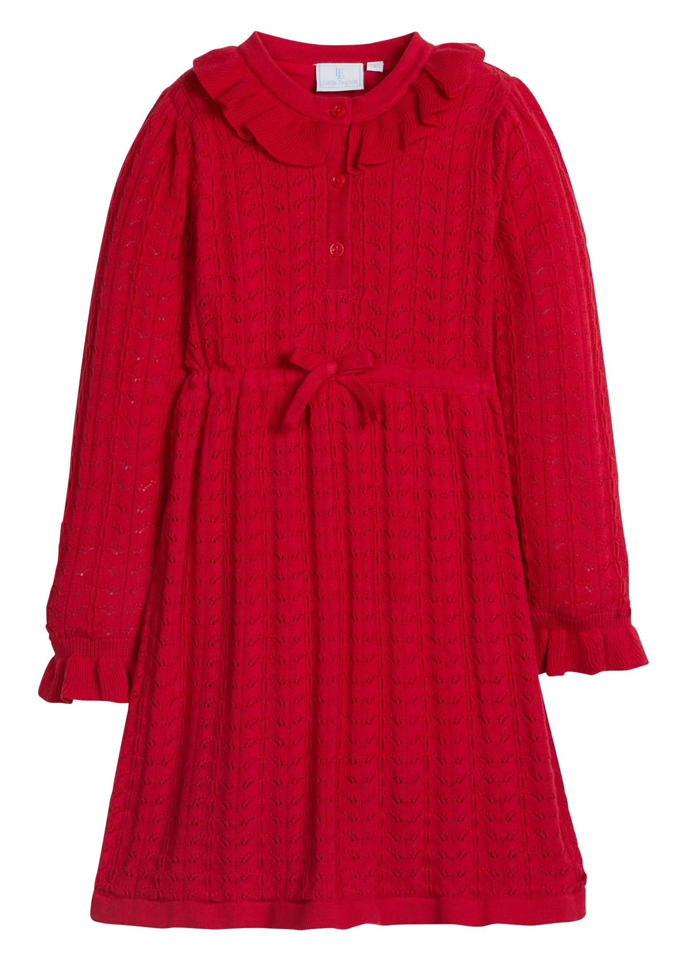 Girl's Pointelle Sweater Dress - Red | Little English | Little English