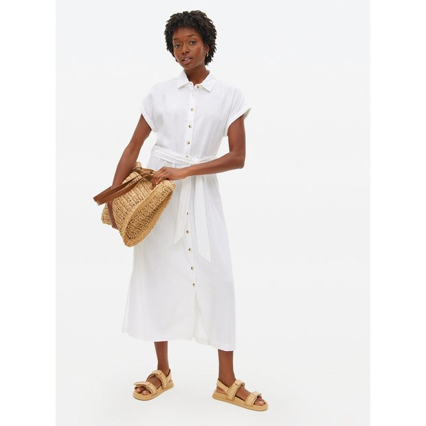 White Linen Blend Shirt Dress 20 | Tu Clothing