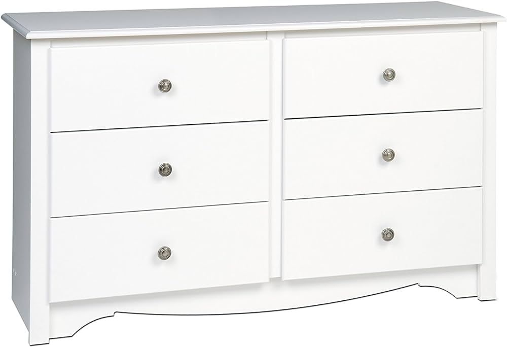 Prepac Monterey 6 Drawer Dresser For Bedroom, 16" D x 48" W x 29" H, White | Amazon (US)