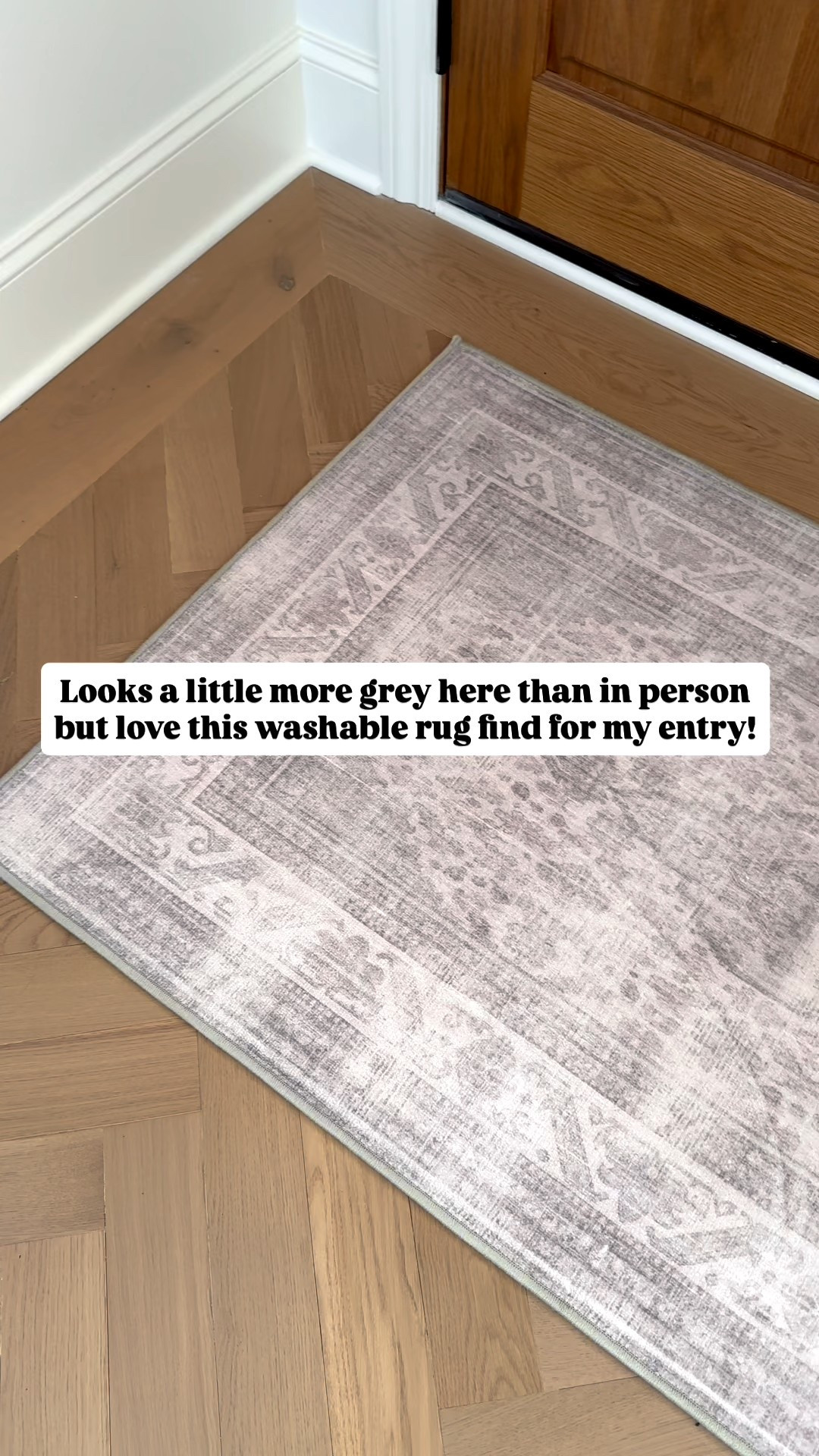 Pretty new washable rug for my entryway in a 3 x 5. It looks a little grayer here in the video, but is actually a warm beige color. ￼

#LTKHome #LTKSaleAlert