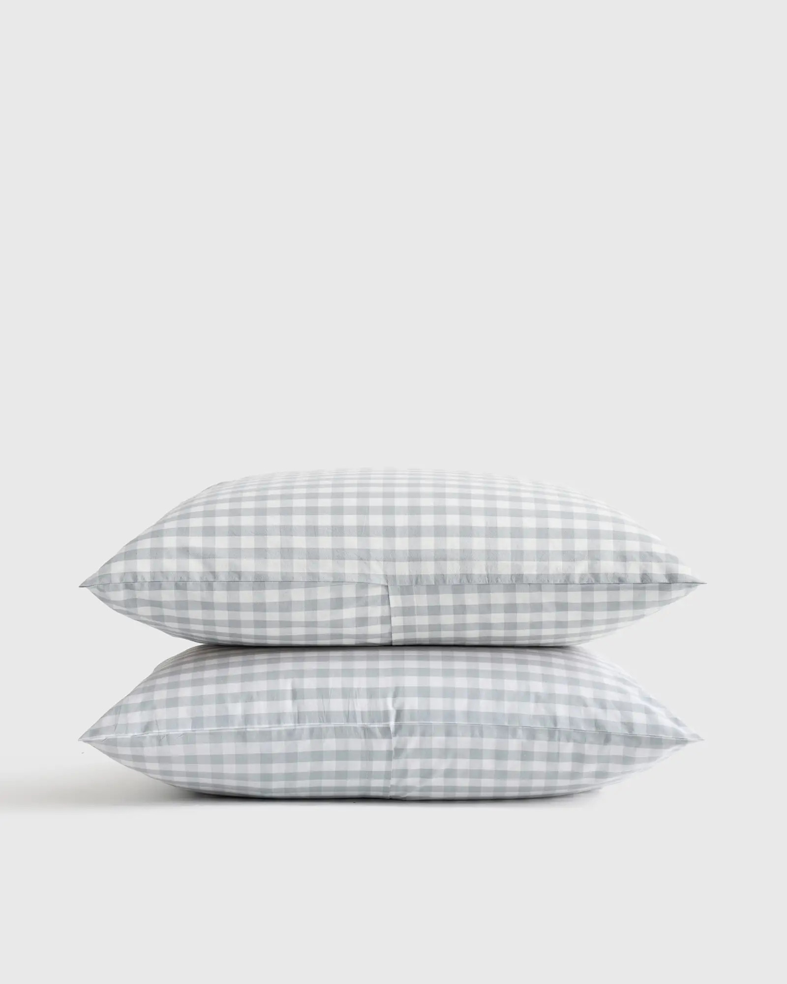 Classic Organic Percale Gingham Sham Set in Blue Fog | Quince