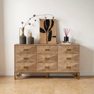 59.44" Modern 3-Drawer Dresser with Adjustable Storage - Natural Wood | Wayfair North America