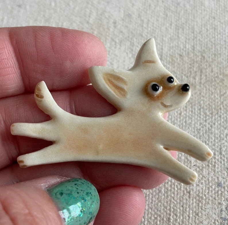 Chihuahua Handmade Porcelain Ceramic Tile, Magnet, Pin or Ornament Tell Me Your Choice - Etsy | Etsy (US)