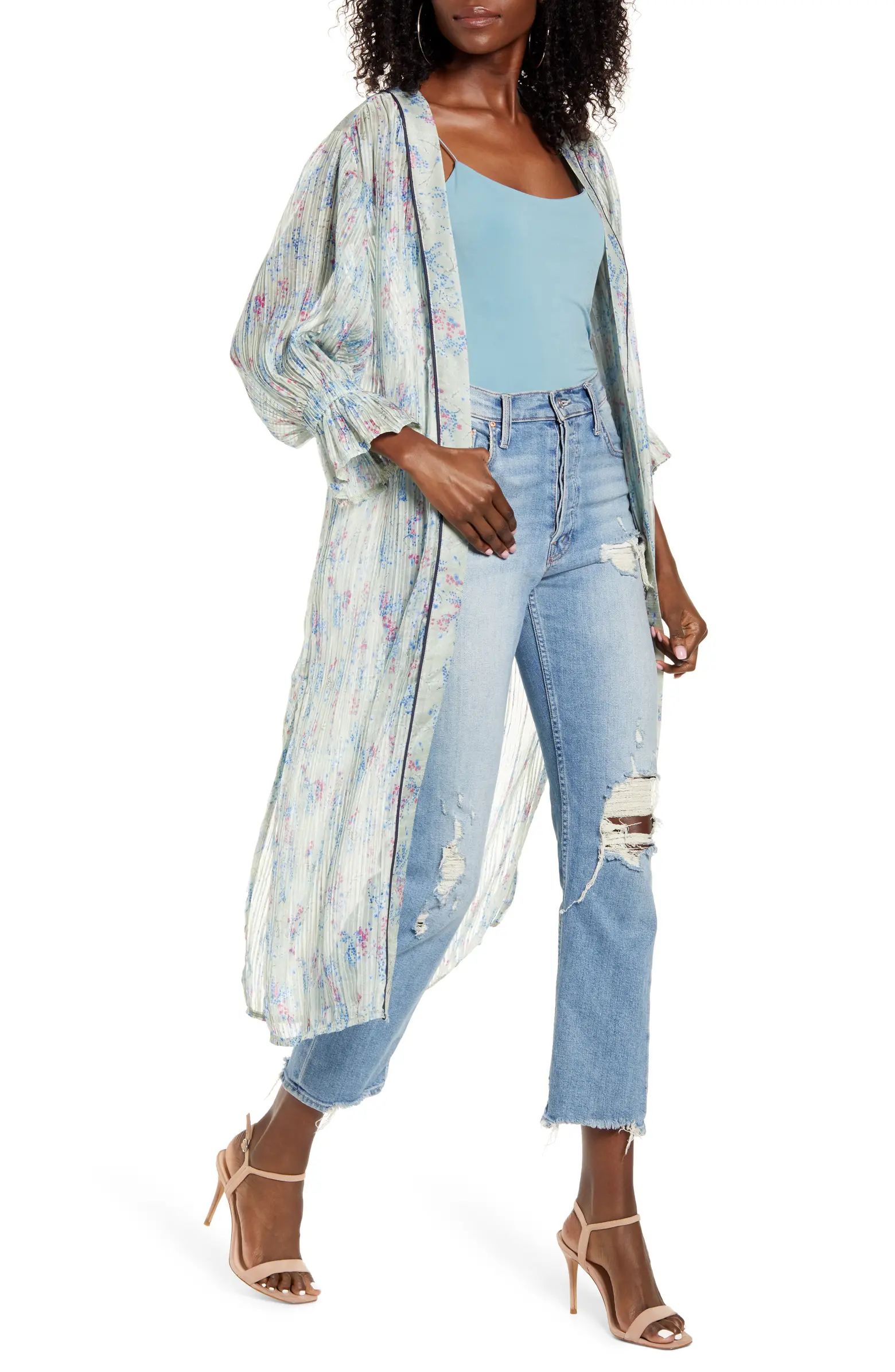 Floral Print Pleated Duster | Nordstrom