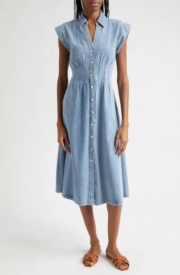 Ruben Pintuck Waist Sleeveless Denim Dress | Nordstrom