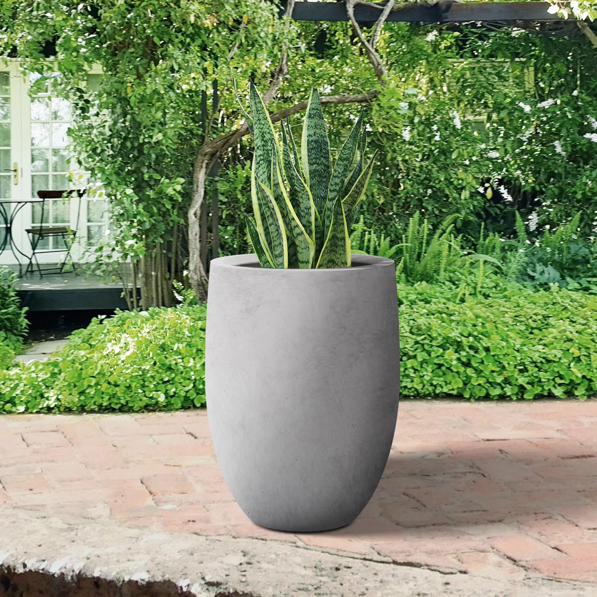 16" W x 21.5" H Concrete Tall Round Flower Planter Handcrafted Gray Large Plant Pots with Drainag... | Wayfair North America