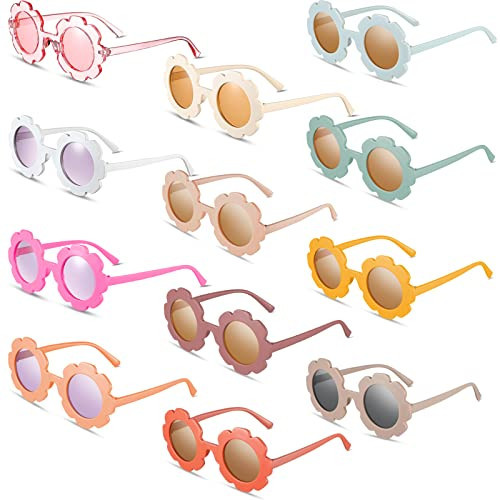 Flutesan 12 Pairs Kids Round Flower Sunglasses Girls Toddler Flower Shaped Cute Outdoor Sunglasses Eyewear Glasses(Fresh Colors) | Amazon (US)