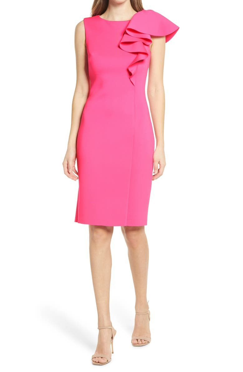 Ruffle Scuba Sheath Dress | Nordstrom