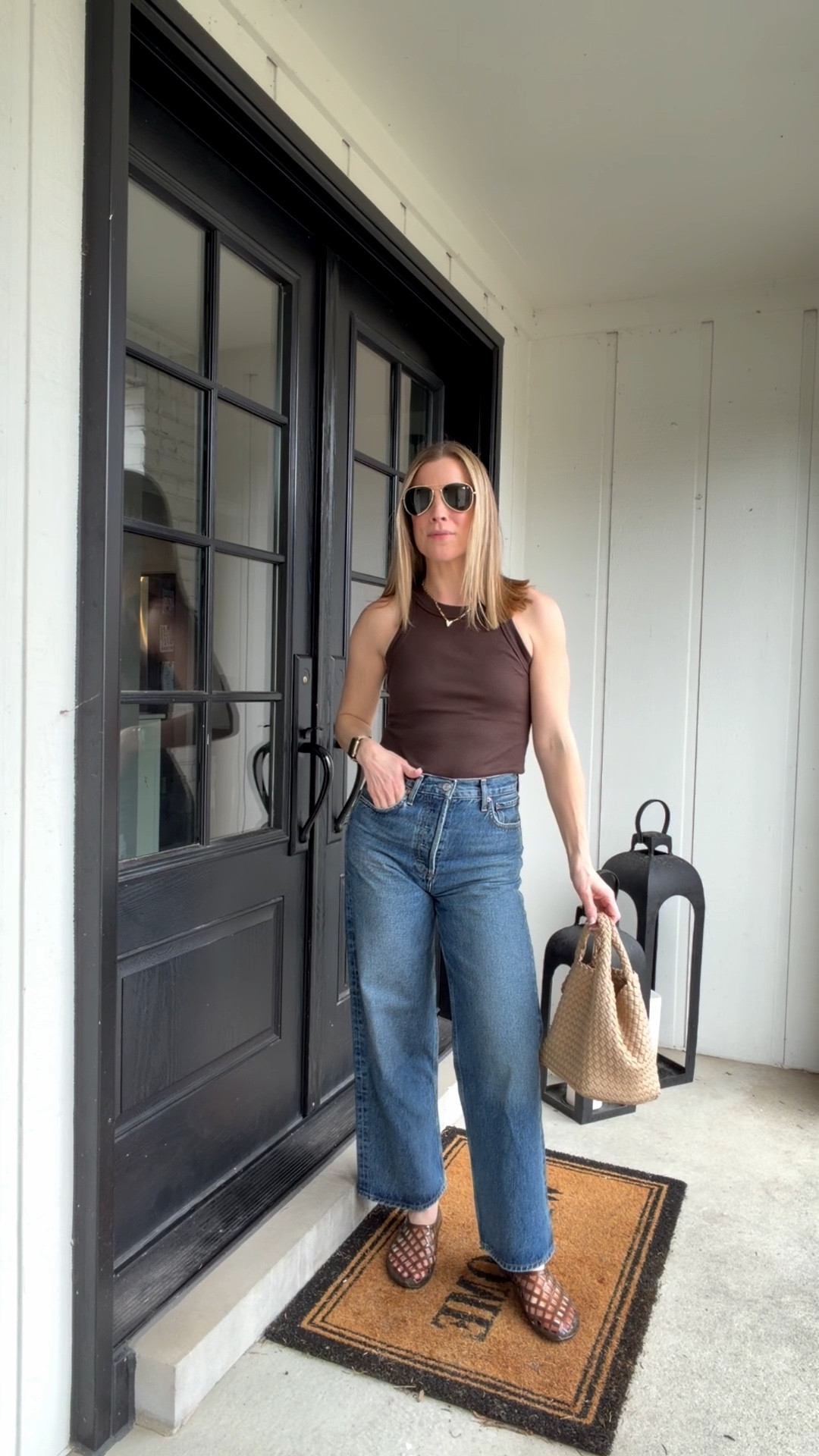 Jeffrey Campbell jelly shoes. Size up if between sizes. Agolde wide leg jeans TTS. Reformation ribbed tank TTS

#jellyshoes #springshoes #momstyle #ootd

#LTKOver40 #LTKmomlife #LTKootd
