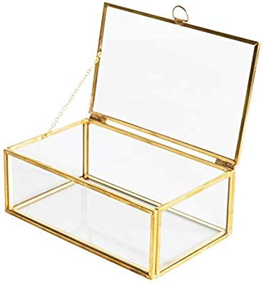 Copper Golden Vintage Glass Lidded Box Laced Edge Bracelet Keepsake Decorative Jewelry Display Pe... | Amazon (US)