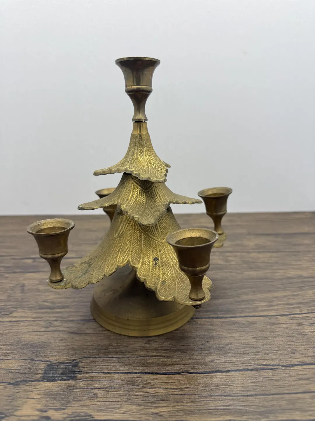 Vintage Brass Christmas Tree Candle Stick - Etsy | Etsy (US)