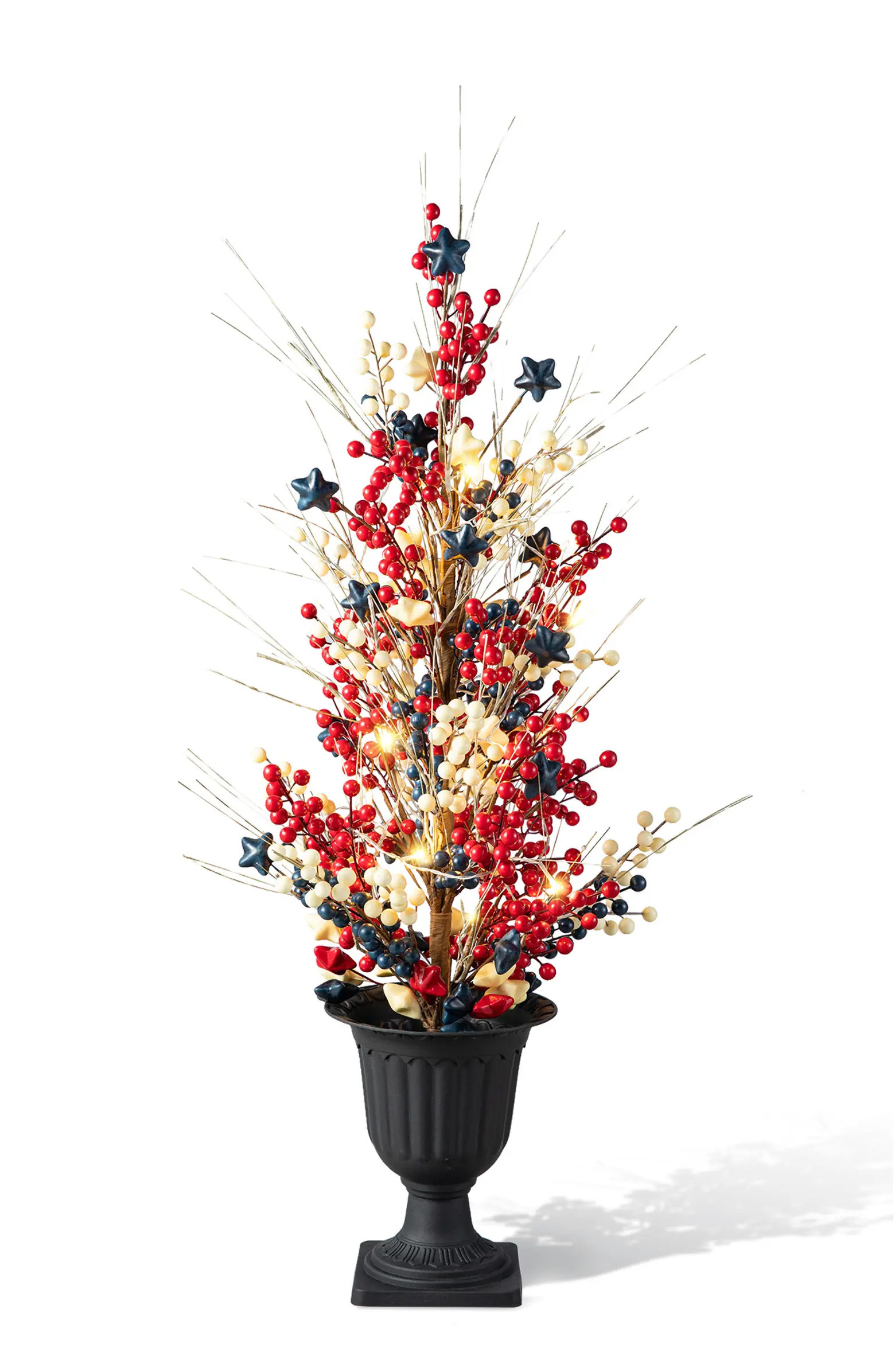 Glitzhome 3ft Patriotic Americana Lighted Berry Stars Urn Porch Tree with Timer | Nordstrom | Nordstrom