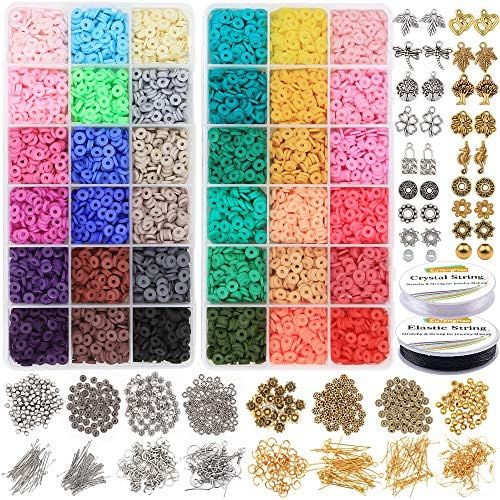 EuTengHao 11510Pcs Round Heishi Polymer Clay Spacer Beads,Flat Ceramic Beads,African Disc Beads f... | Amazon (US)
