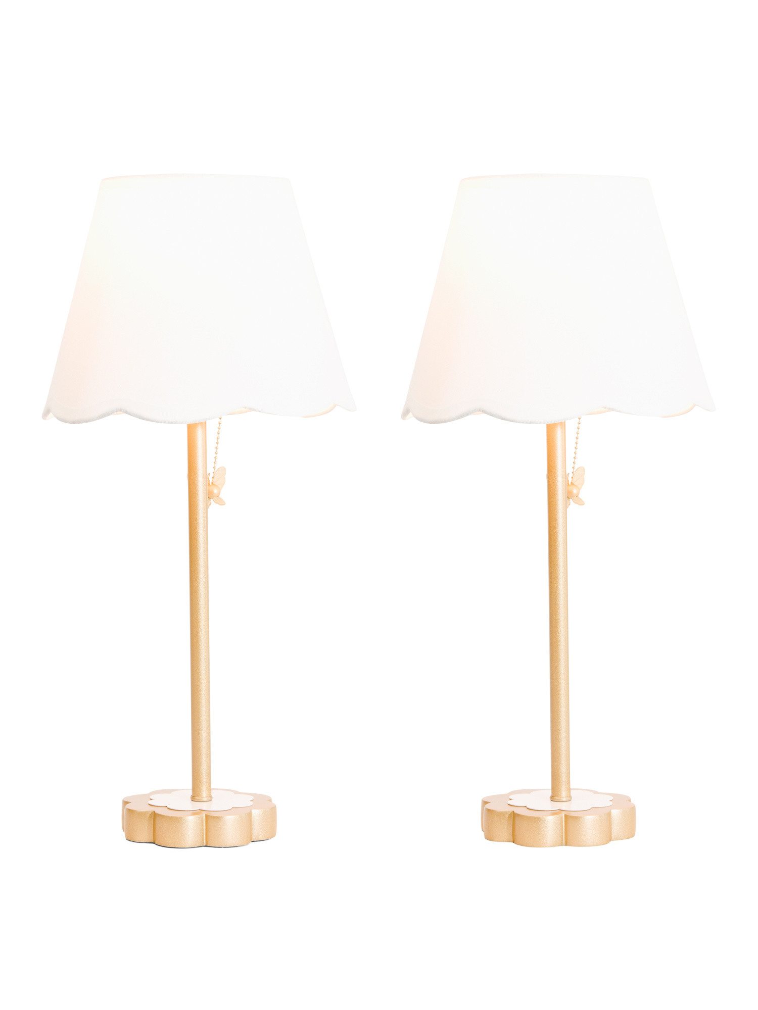 2pk 21in Gold Tone Floral Base Scalloped Shade Table Lamps | TJ Maxx