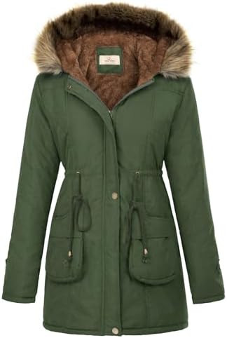 GRACE KARIN Women's Winter Coats Fleece Parkas Anoraks Hooded Military Jacket Coats | Amazon (US)