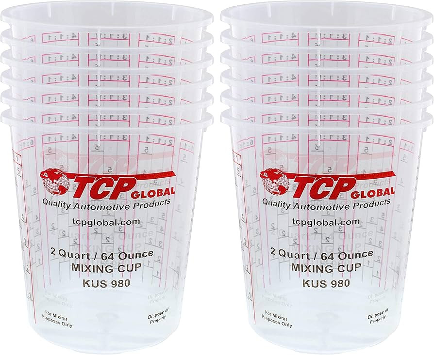 Custom Shop - Pack of 12-64 Ounce Graduated Paint Mixing Cups (2 Quarts) - Cups Have Calibrated M... | Amazon (US)
