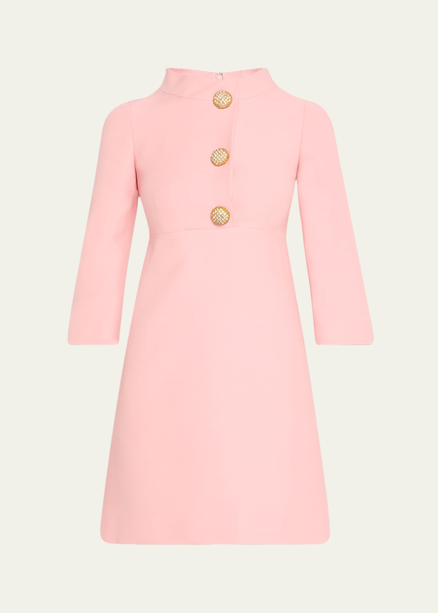 Valentino Garavani Funnel-Neck Crystal Button Mini Dress | Bergdorf Goodman