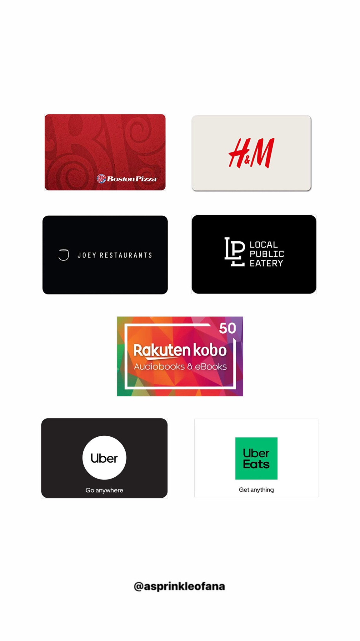 Gift card deals are back! Save $7.50-$15 on select GCs with the codes below:

PIZZA for $7.50 off $50
HMCA for $7.50 off $50
JOEY for $15 off $100
LOCAL for $11.25 off $75
KOBO for $7.50 off $50
UBERCA for $7.50 off $50

#LTKgiftguide #LTKcanada