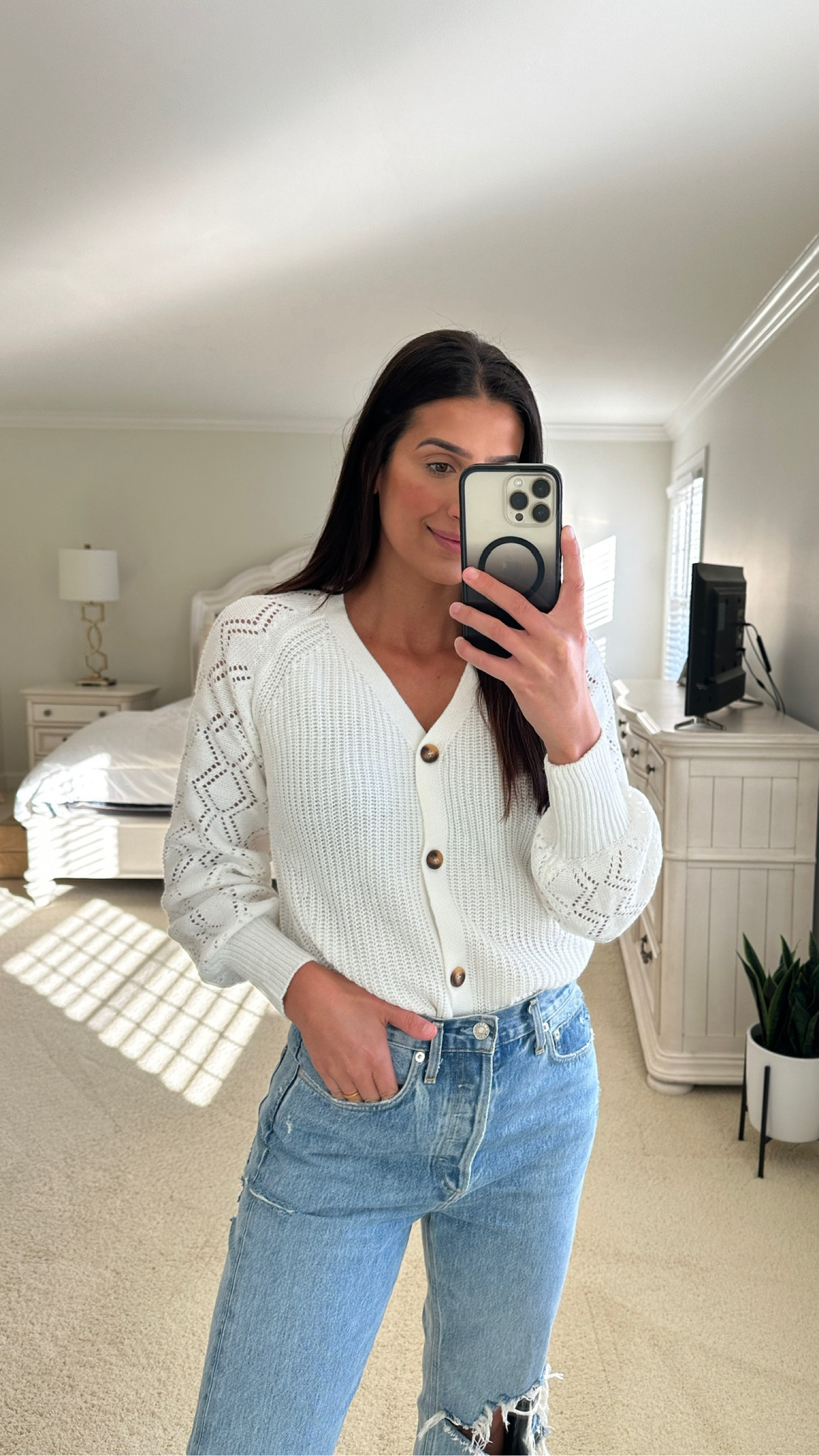 Easy layer option for transitional weather🙌🏼🤎🍂 TTS, M. 

White cardigan, women's white sweater, white knit cardigan, long sleeve white cardigan, button-down white cardigan, cozy white cardigan, lightweight white sweater, white cardigan for layering, classic white cardigan, white casual cardigan, Grace White 

#LTKSeasonal #LTKFindsUnder50 #LTKStyleTip