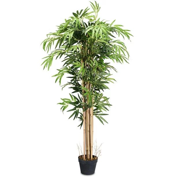 Gymax Artificial Bamboo Silk Tree Planter Green 5 Feet Holiday Decor | Walmart (US)