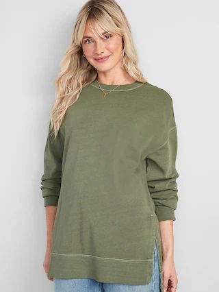 Oversized Boyfriend Garment-Dyed Tunic Sweatshirt for Women | Old Navy (US)