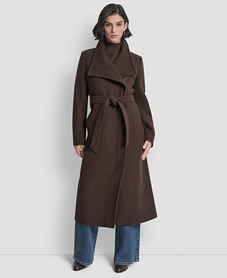 Women's Wing Collar Asymmetrical Wrap Coat | Macy's