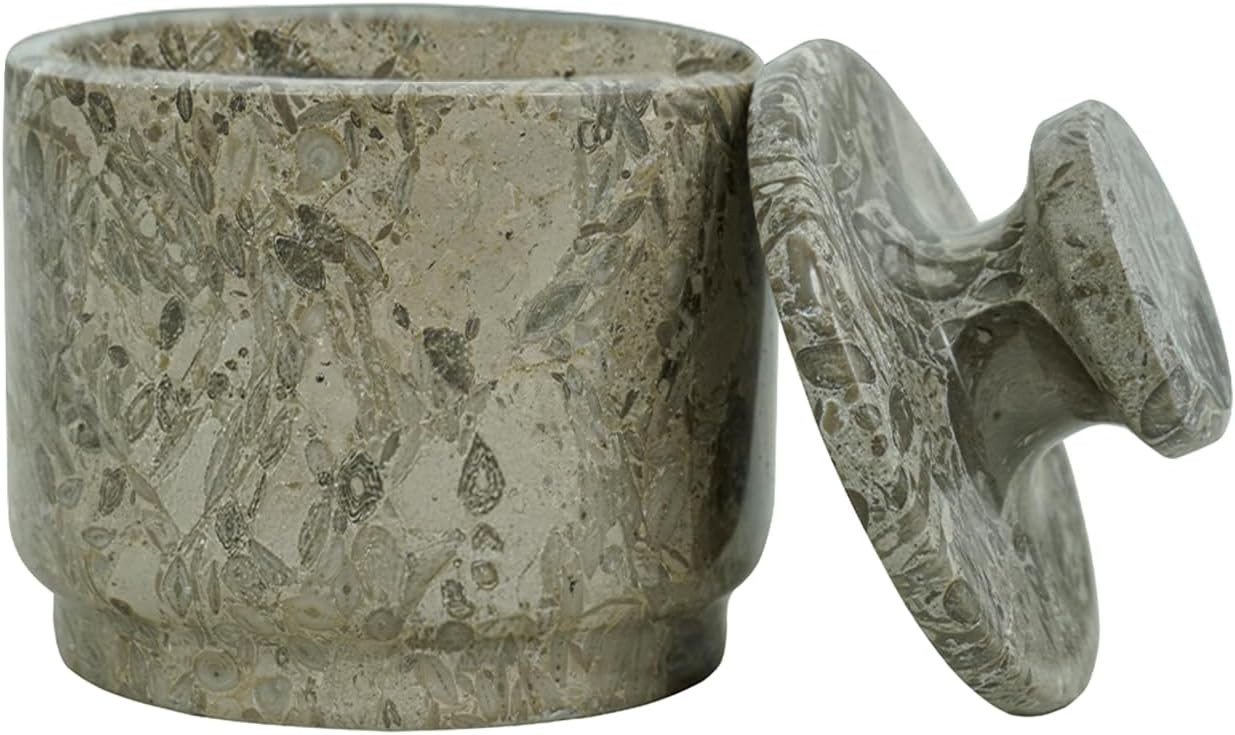 Natural Marble Salt Cellar With Lid - Stone Salt Container And Stone Salt Holder, Spice Jars for Counter, Candy Jar & Spice Jar, Oceanic | Amazon (US)
