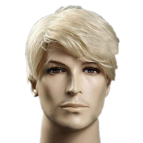 JYWIGS Male Wig Blond Short Hair for Men Side Swept Bangs | Amazon (US)