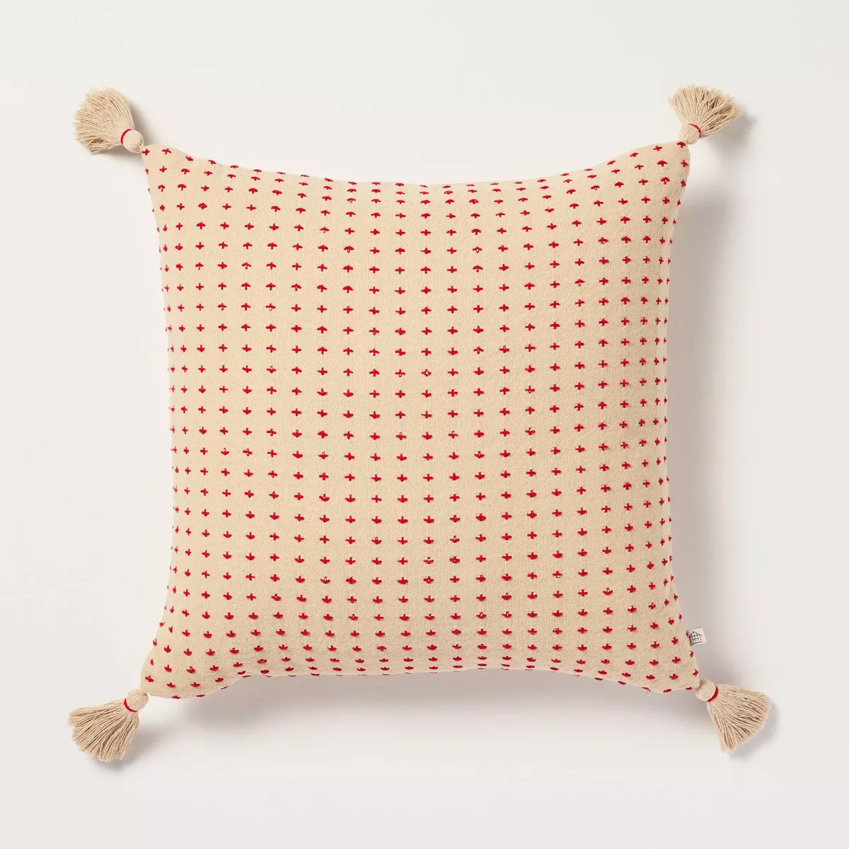18"x18" Cross Stitch Throw Pillow Green - Hearth & Hand™ with Magnolia | Target