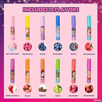 Disney Princess 12 Piece Plant Based Lip Gloss, Girls Party Favors, First Makeup Set for Girl, Pe... | Amazon (US)