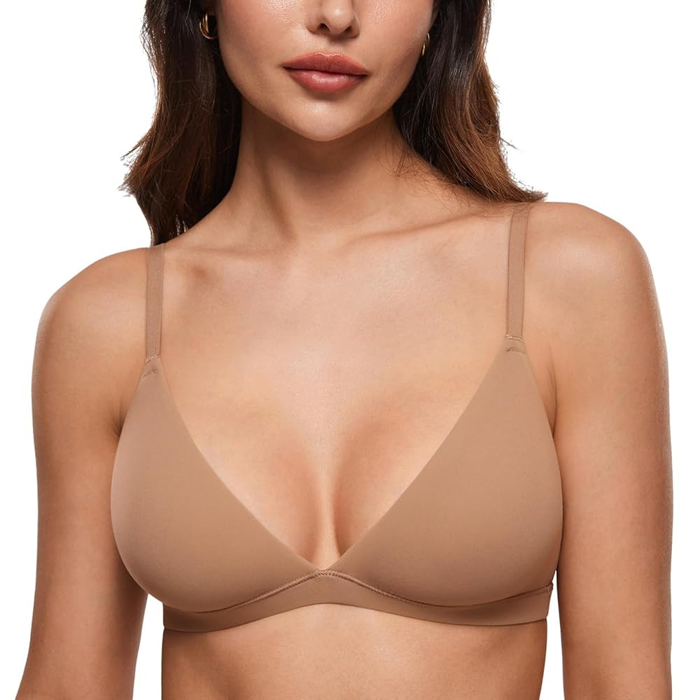 INLYRIC Women's Inbarely Triangle Bralette Plunge Unlined Seamless Bra No Underwire Sexy Comforta... | Amazon (US)