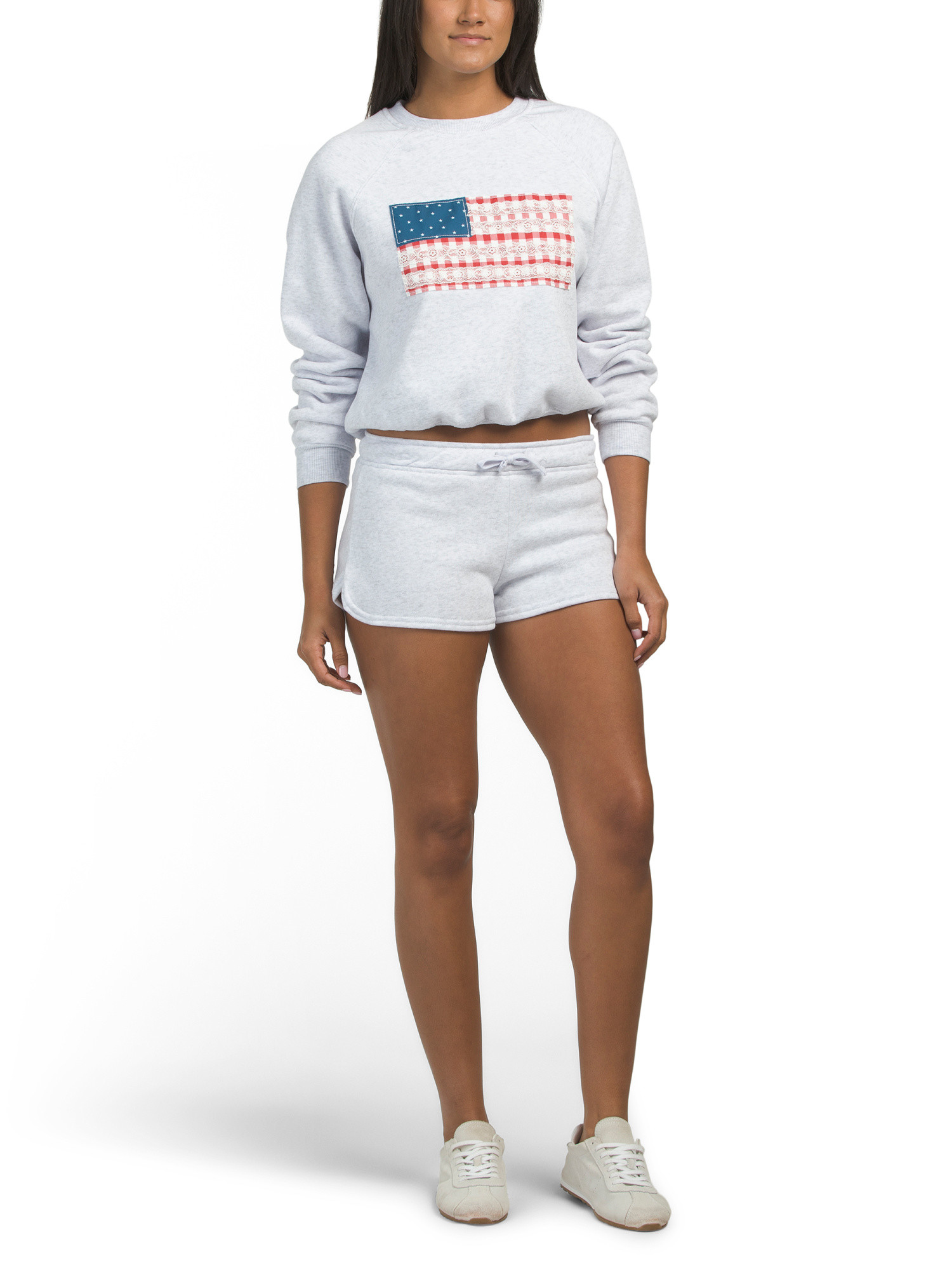 2pc American Flag Sweatshirt And Micro Shorts Set | TJ Maxx