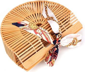 Samuel Bamboo Bags for Women Summer Straw Wooden Beach Purse Handmade Basket Handle Handbags | Amazon (US)