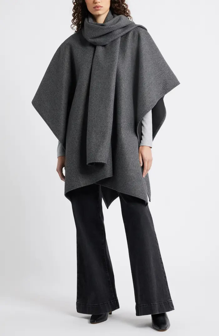 Nordstrom Doubleface Ruana with Attached Scarf | Nordstrom | Nordstrom