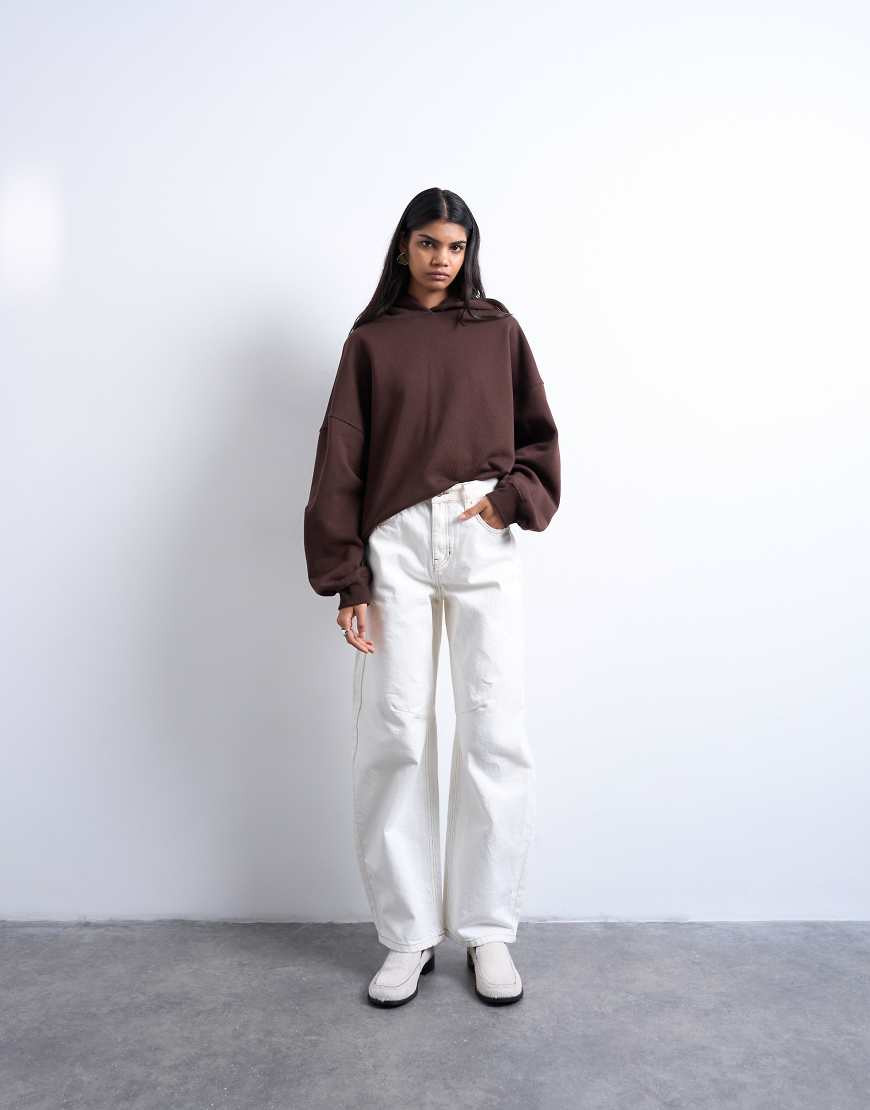 Topshop - Barrel - Jeans a vita medio alta color osso-Bianco | ASOS (Global)