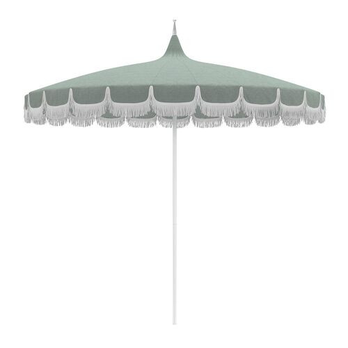 Aya Fringe Pagoda Patio Umbrella, Cast Mist | One Kings Lane