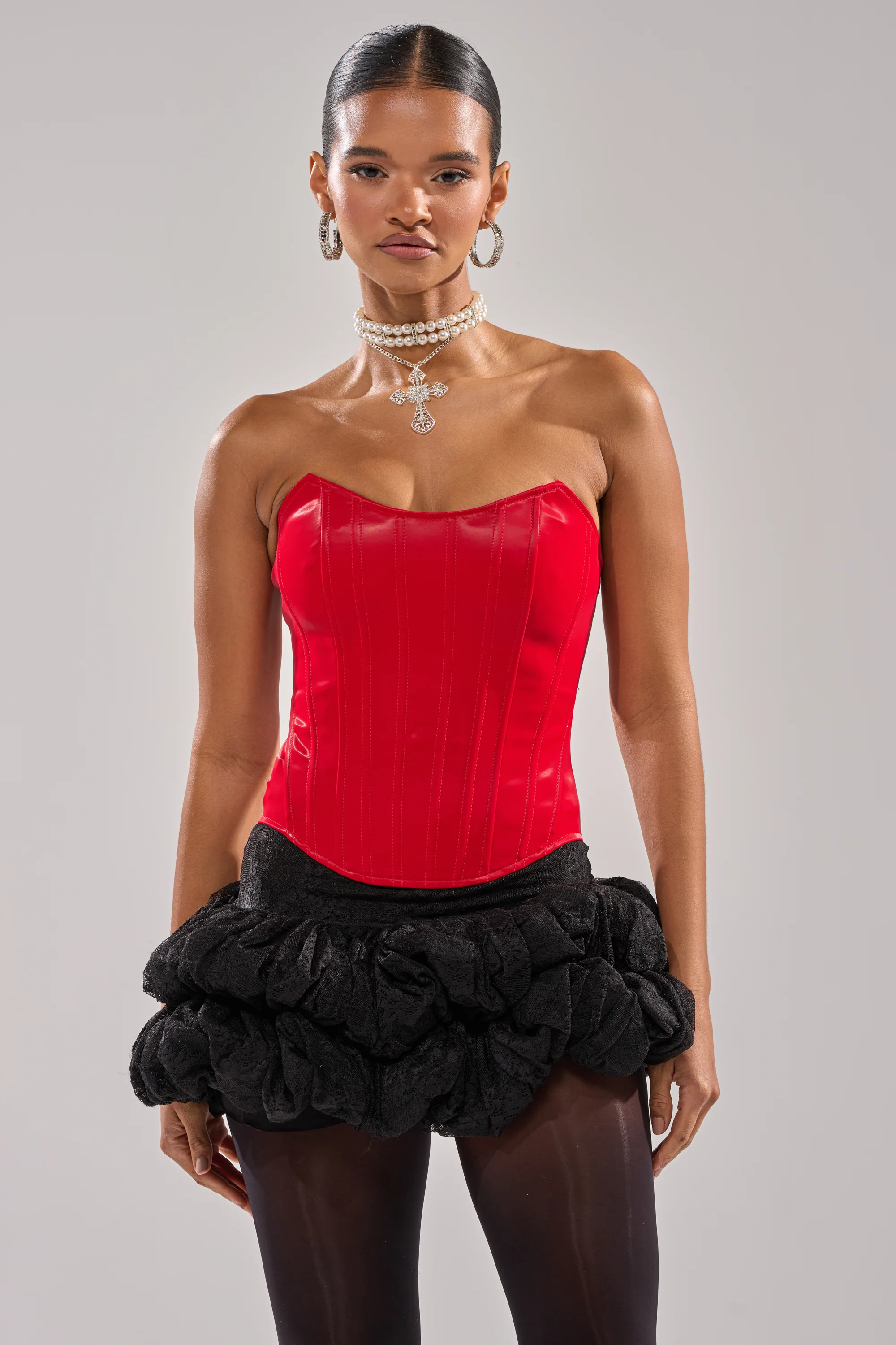 STAY OUT MY WAY CORSET IN RED | AKIRA