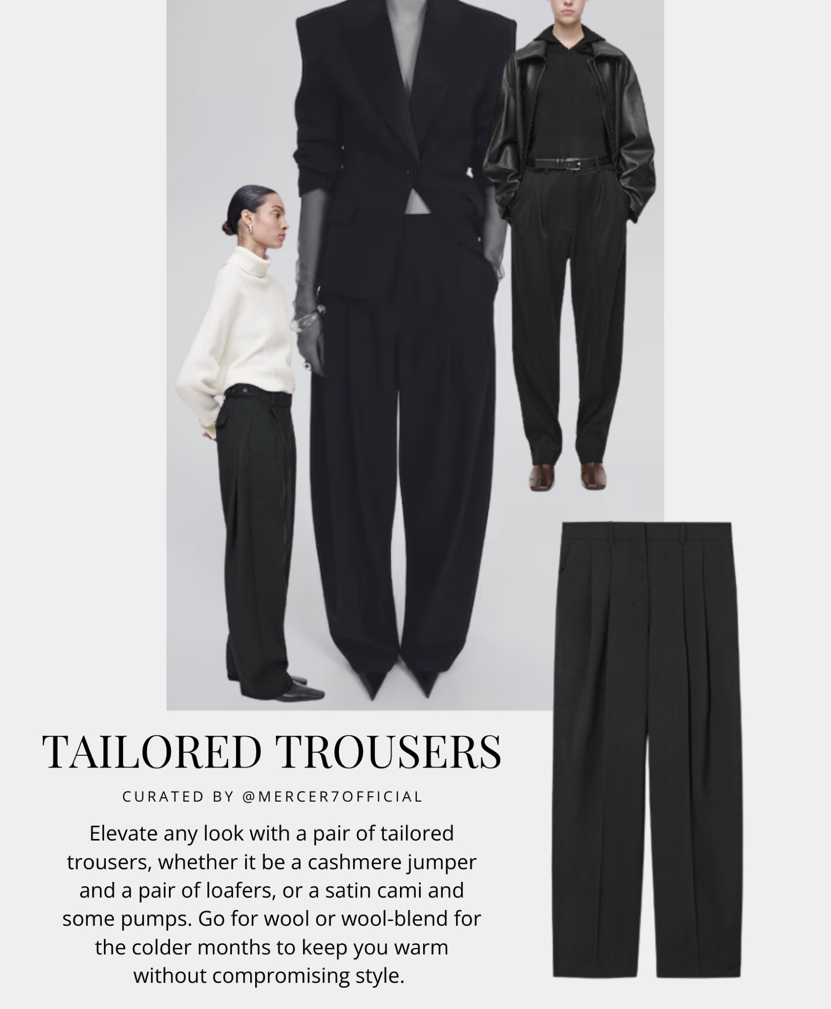 tailored trousers, capsule wardrobe, black trousers, wool trousers, layering, high-street


#LTKuk #LTKwinter #LTKeurope