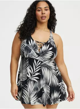 Wire-Free XO Triangle Swim Dress With Brief | Torrid (US & Canada)