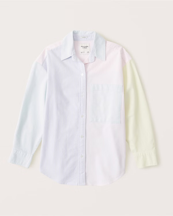 Oversized Colorblock Oxford Button-Up Shirt | Abercrombie & Fitch (US)