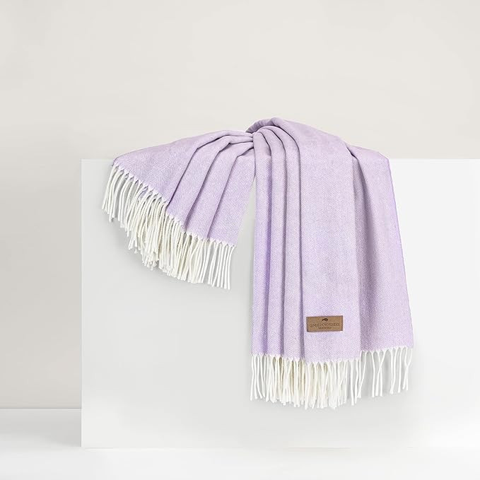 Lands Downunder All-Season, Italian Lilac Herringbone Throw - Soft Woven Throw with Decorative Fr... | Amazon (US)
