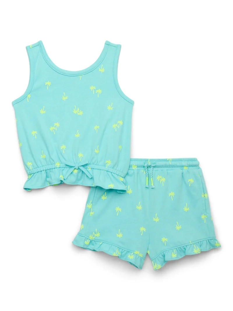Wonder Nation Printed Ruffled Hem Tank and Shorts Set, Sizes 12M-5T | Walmart (US)