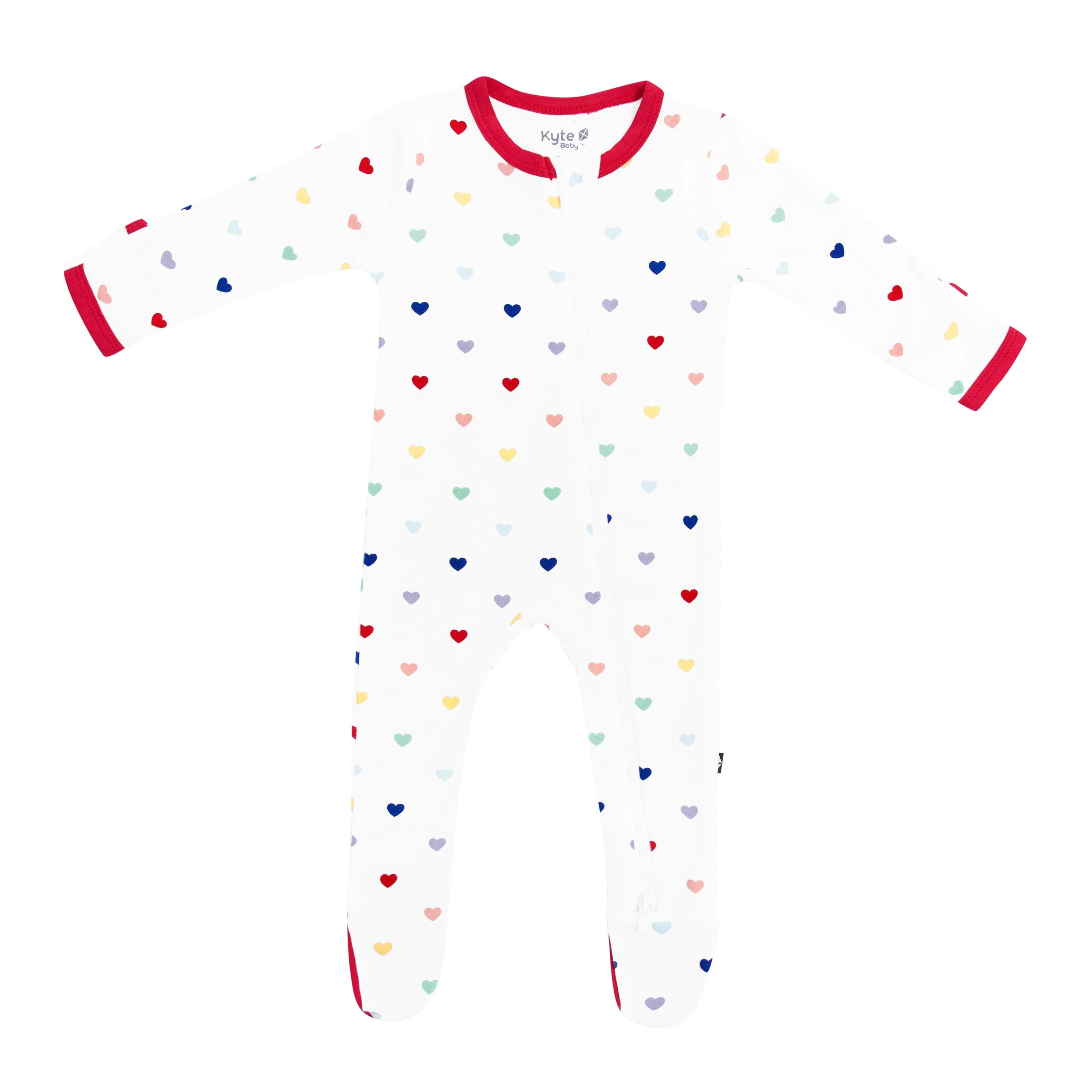 Zippered Footie in Cloud Rainbow Heart | Kyte BABY