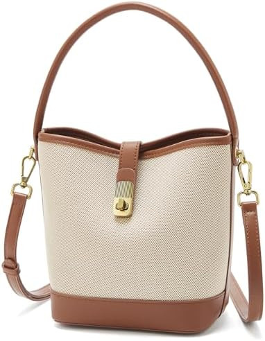 FOXLOVER Coated Canvas Bucket Crossbody Bags for Women Top-Handle Handbags Small Satchel Purse Tr... | Amazon (US)