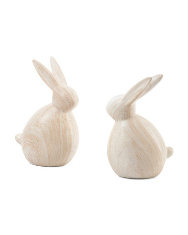 2pc Resin Bunnies With Wooden Finish | Easter | Marshalls | Marshalls