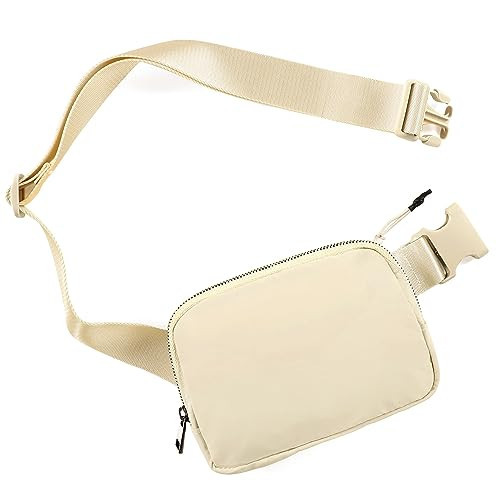 ODODOS Unisex Mini Belt Bag with Adjustable Strap Small Fanny Pack for Workout Running Traveling Hiking, Ivory | Amazon (US)
