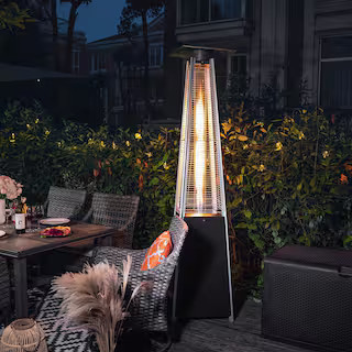 48,000 BTU Black Heat-Focusing Propane Gas Patio Heater with Wheels | The Home Depot