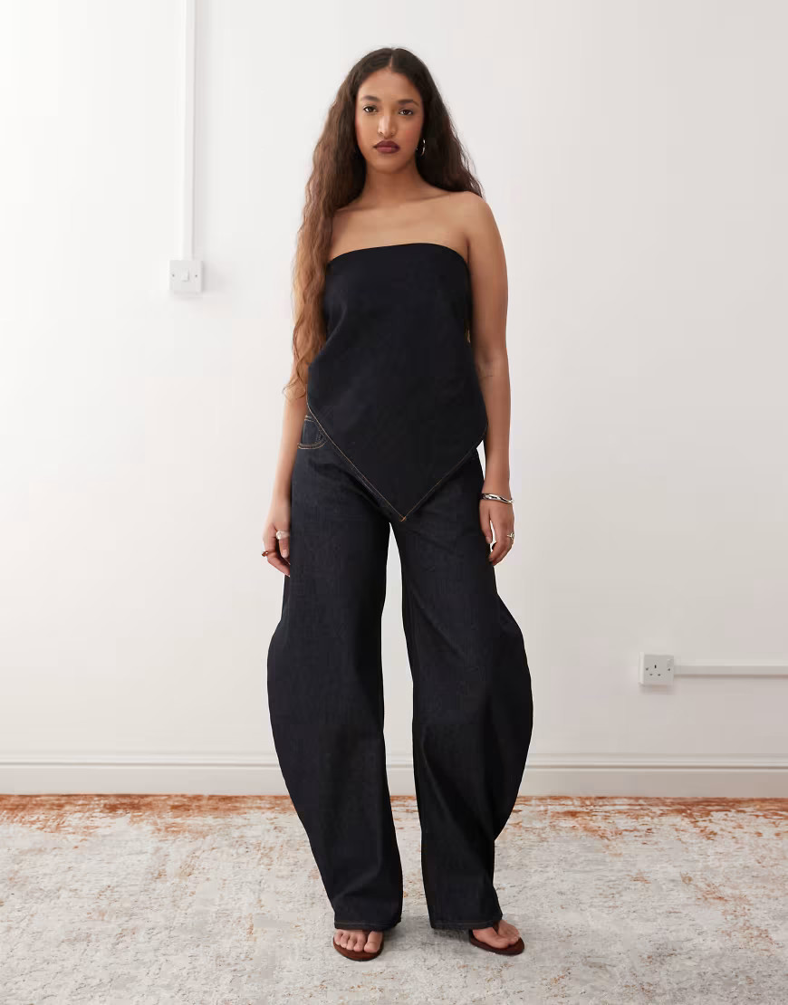 Lioness Horseshoe barrel leg jeans co-ord in indigo rinse wash-Navy | ASOS (Global)